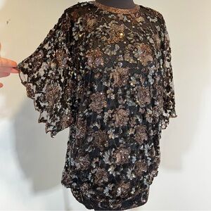 Embellished Black and Gold Mini Dress